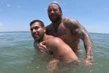 Naked Hunks at the Beach: Damien Stone & Rebel